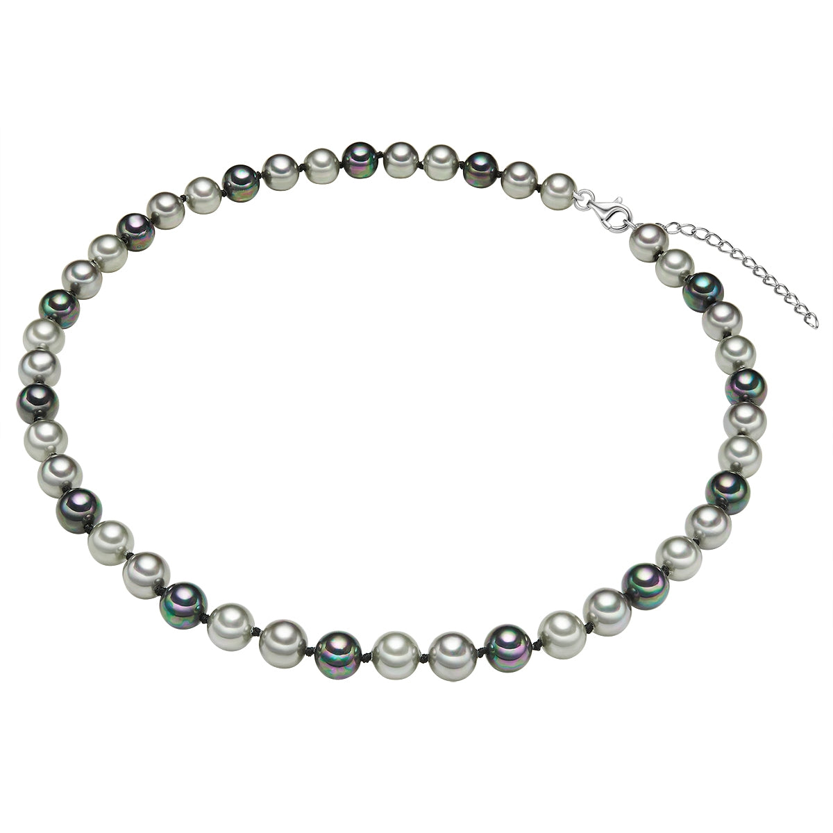 Kette Sterling Silber Muschelkernperle multicolor