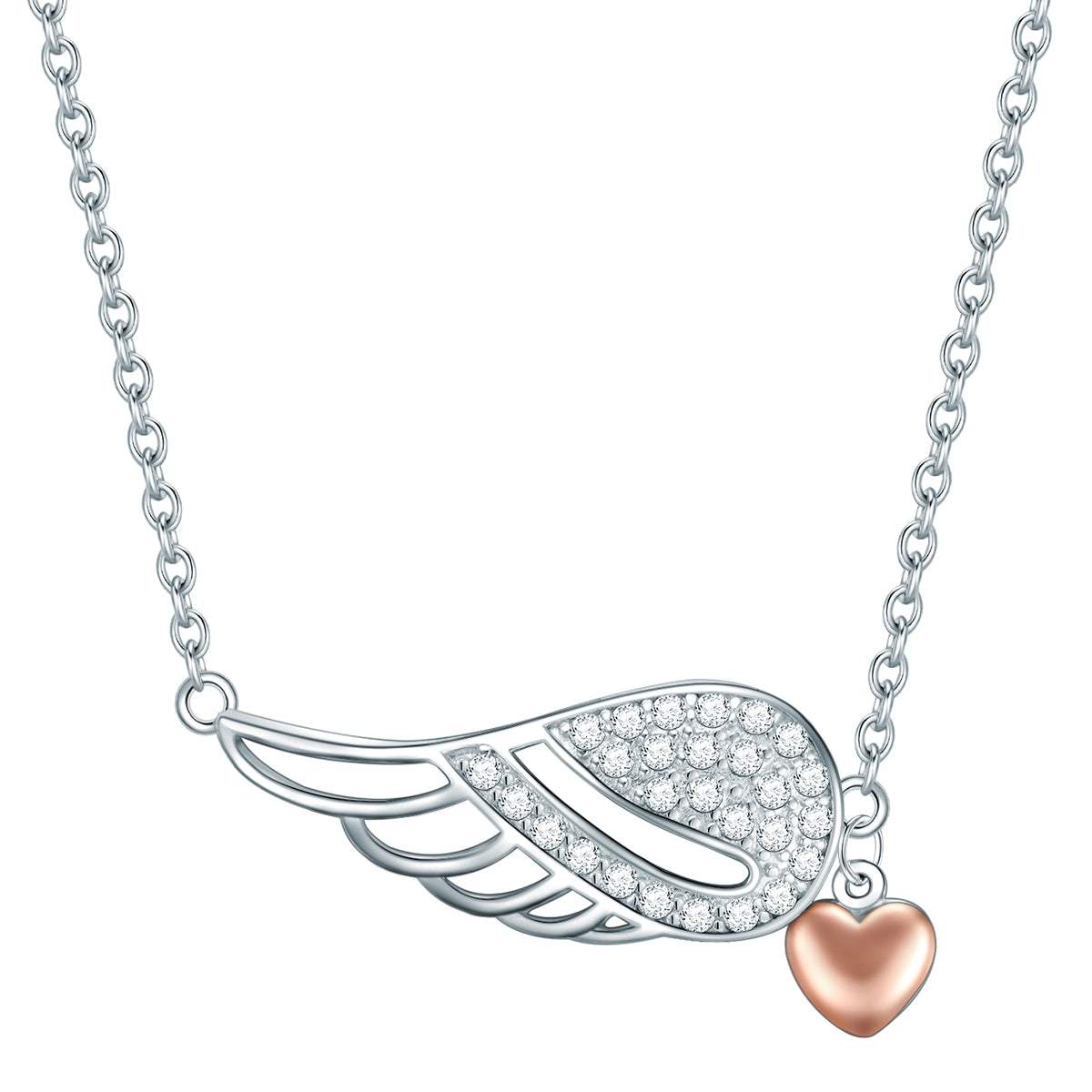 Kette mit Anhänger Sterling Silber bicolor Zirkonia weiß