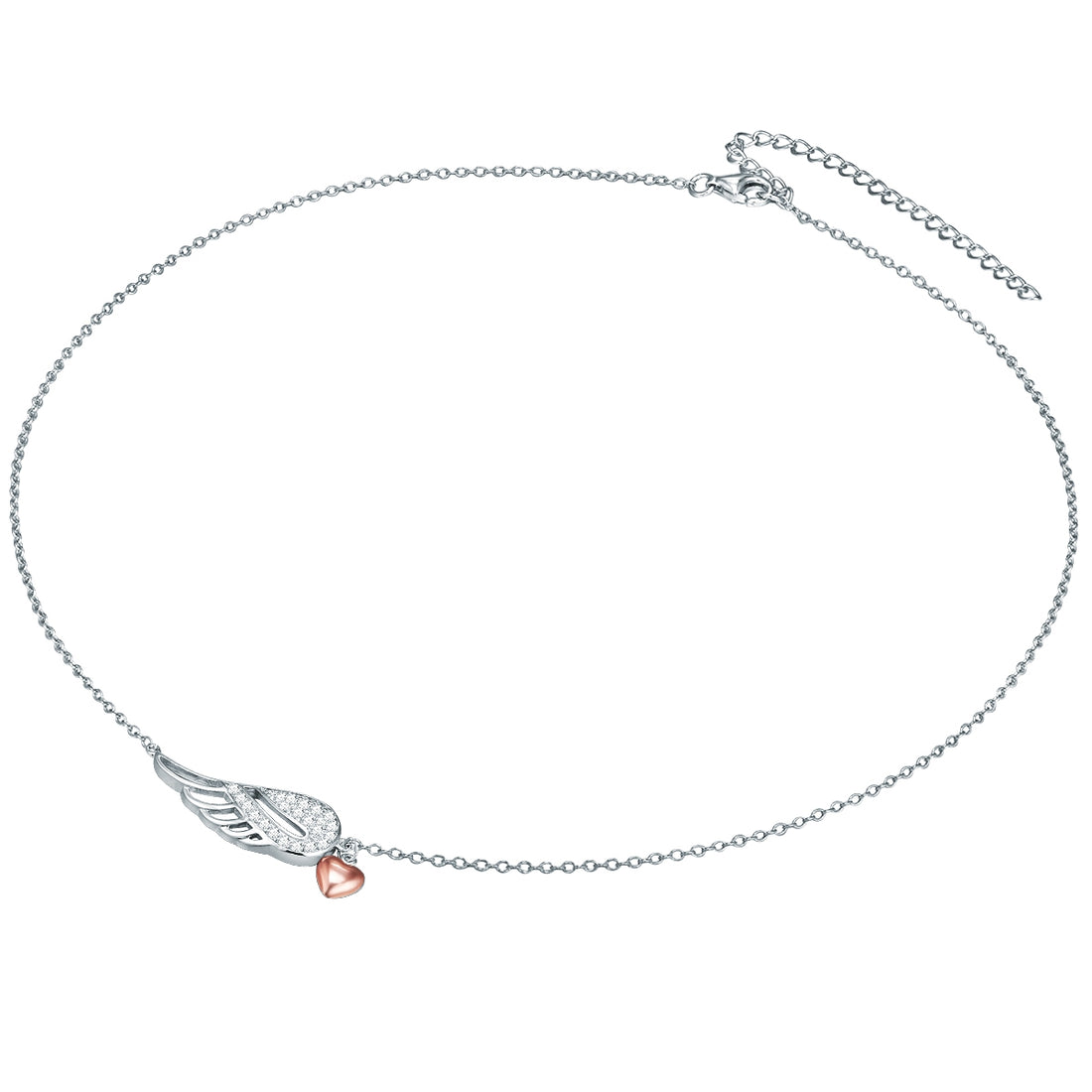 Kette mit Anhänger Sterling Silber bicolor Zirkonia weiß