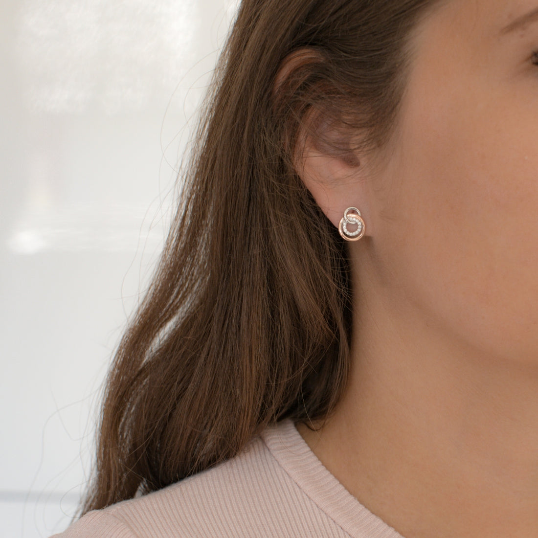 Ohrstecker Sterling Silber bicolor Zirkonia weiß