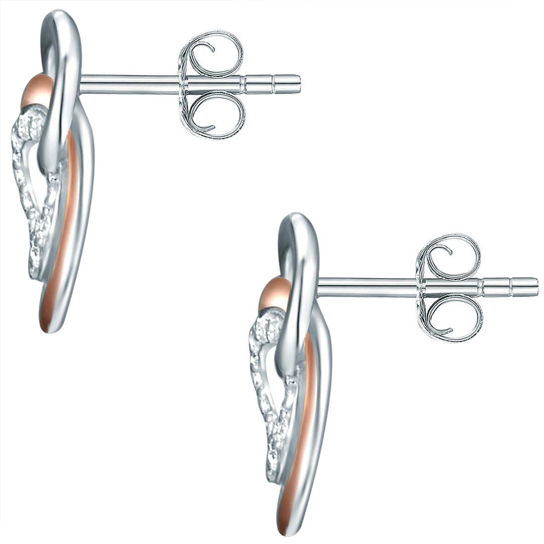 Ohrstecker Sterling Silber bicolor Zirkonia weiß