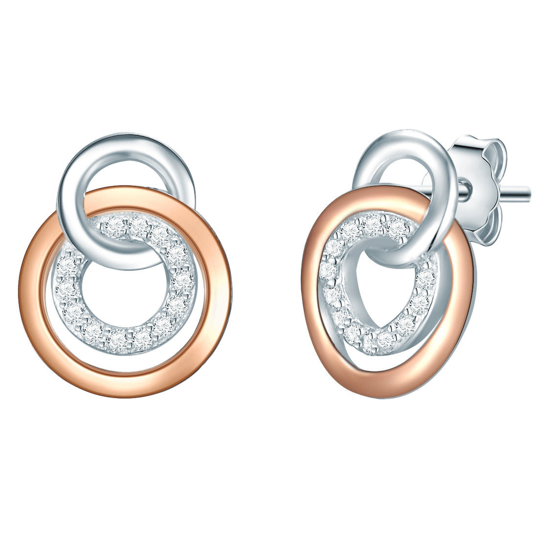 Ohrstecker Sterling Silber bicolor Zirkonia weiß