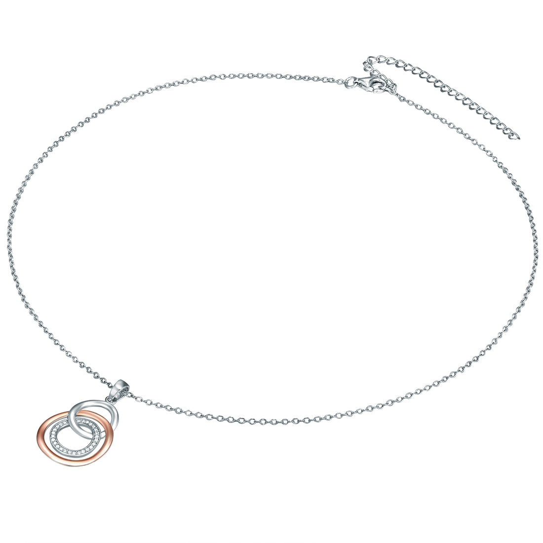 Kette mit Anhänger Sterling Silber bicolor Zirkonia weiß