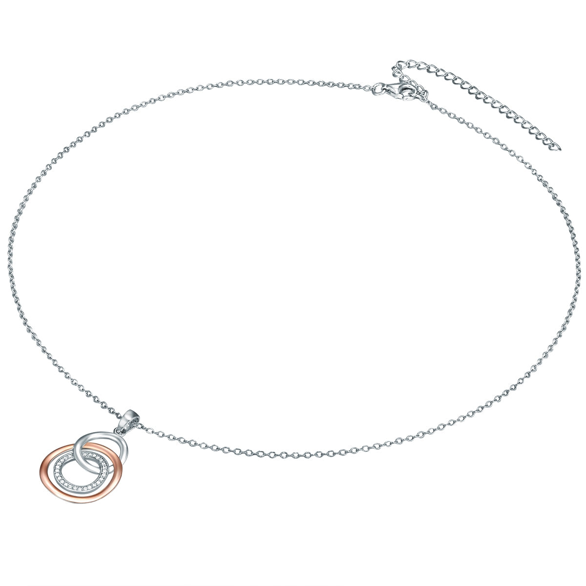 Kette mit Anhänger Sterling Silber bicolor Zirkonia weiß