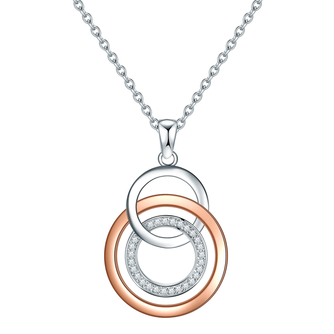 Kette mit Anhänger Sterling Silber bicolor Zirkonia weiß