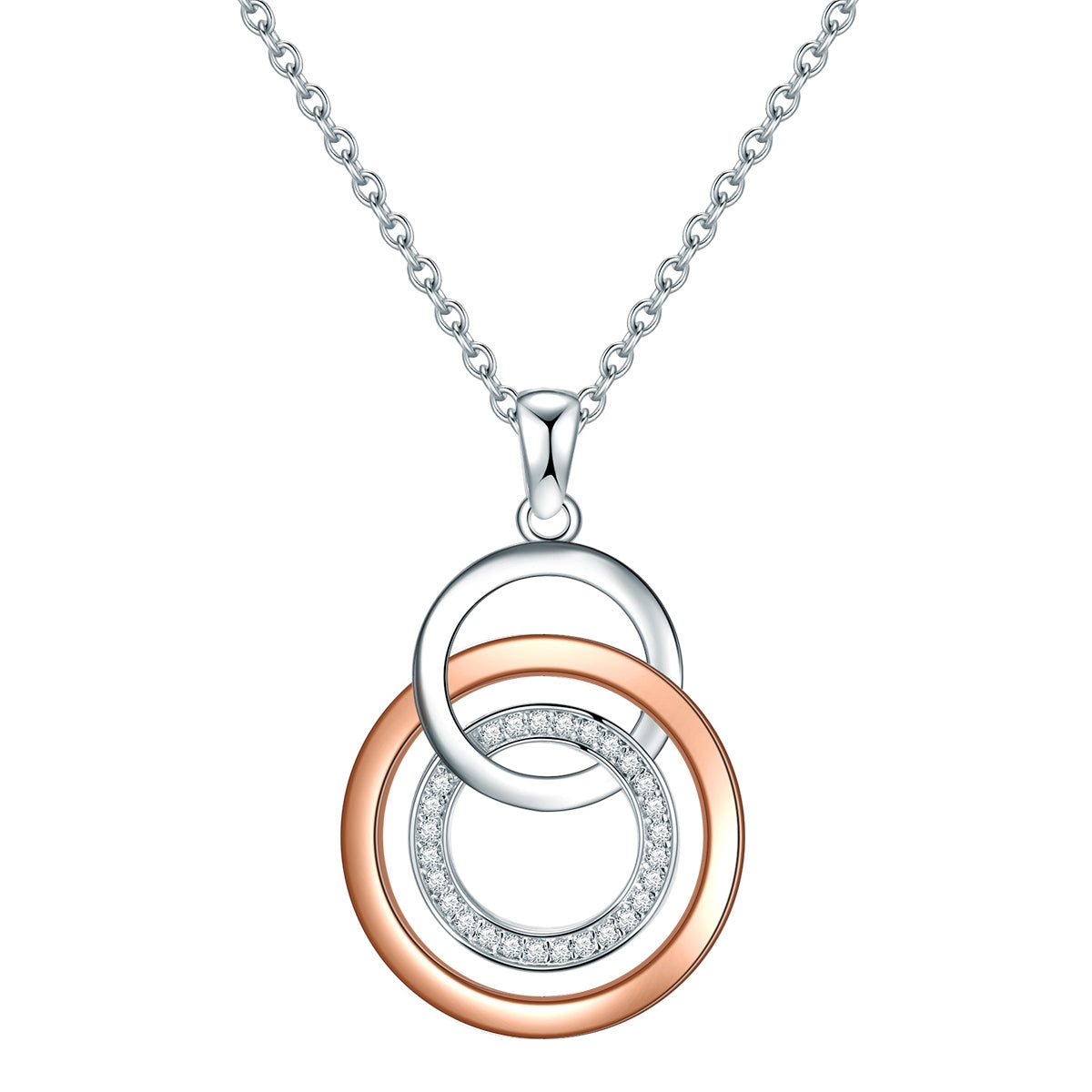Kette mit Anhänger Sterling Silber bicolor Zirkonia weiß