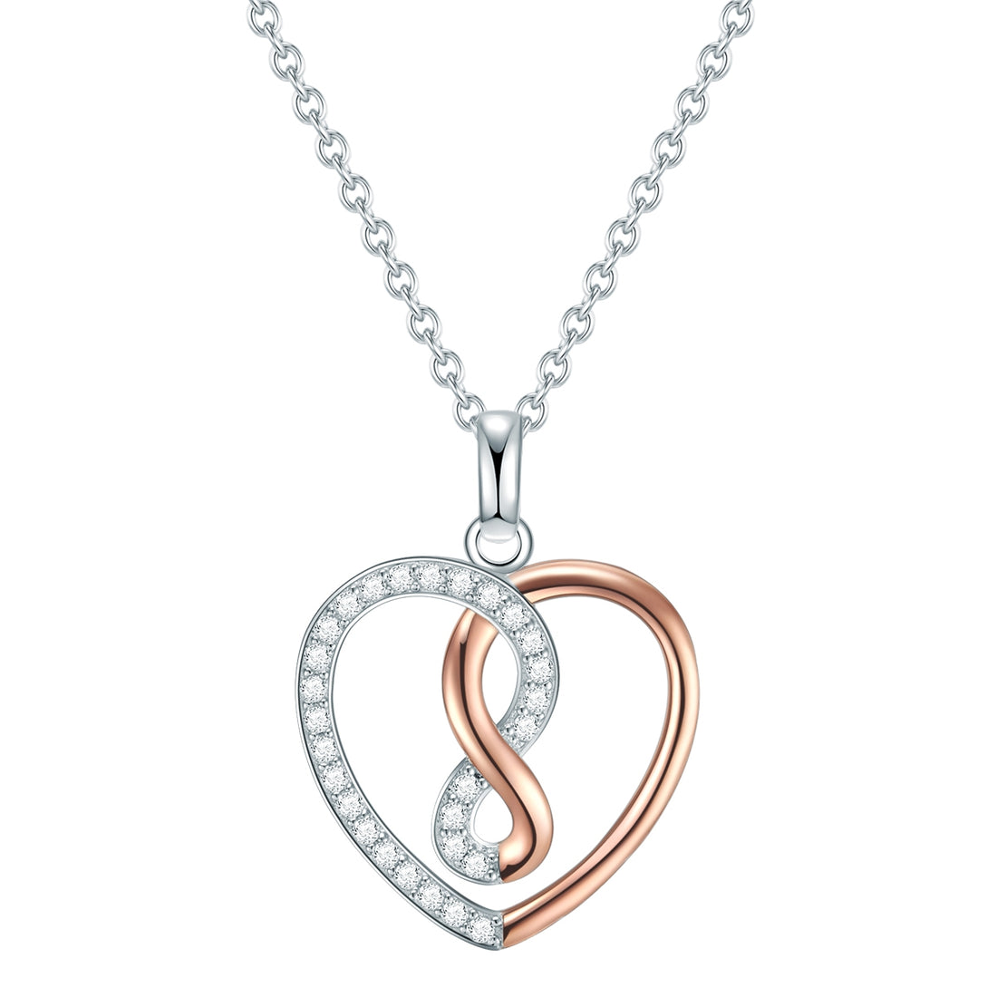 Kette mit Anhänger Sterling Silber bicolor Zirkonia weiß