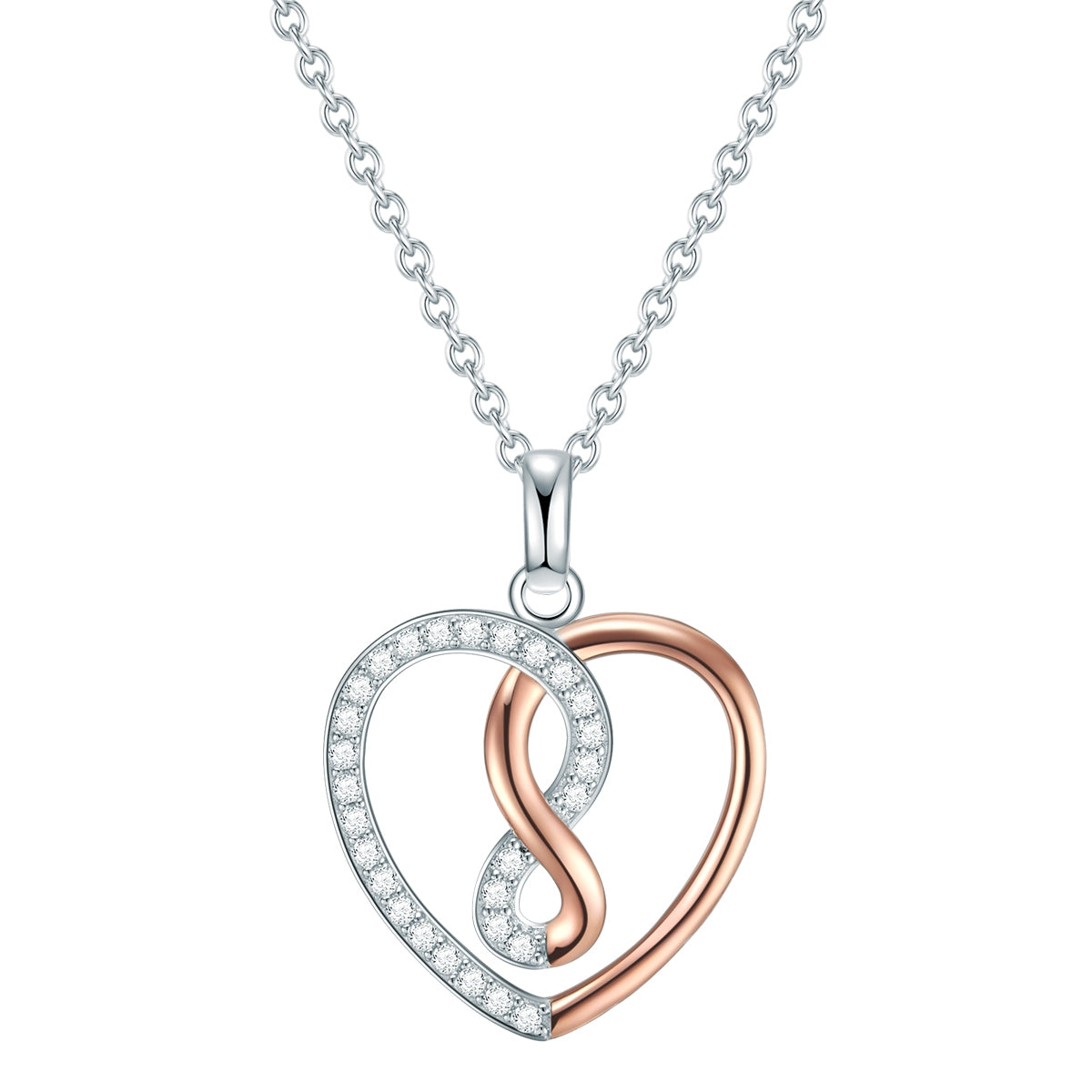 Kette mit Anhänger Sterling Silber bicolor Zirkonia weiß