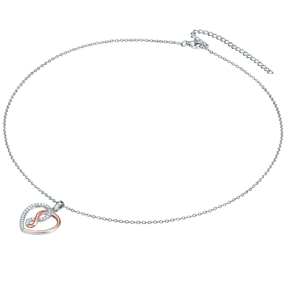 Kette mit Anhänger Sterling Silber bicolor Zirkonia weiß