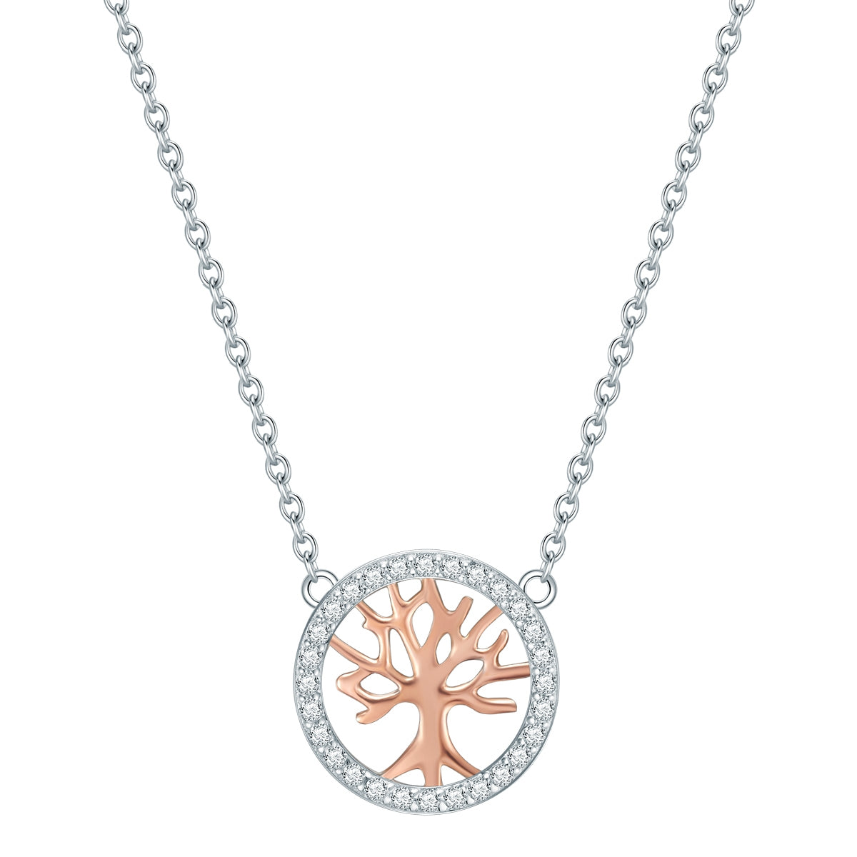 Kette mit Anhänger Sterling Silber bicolor Zirkonia weiß