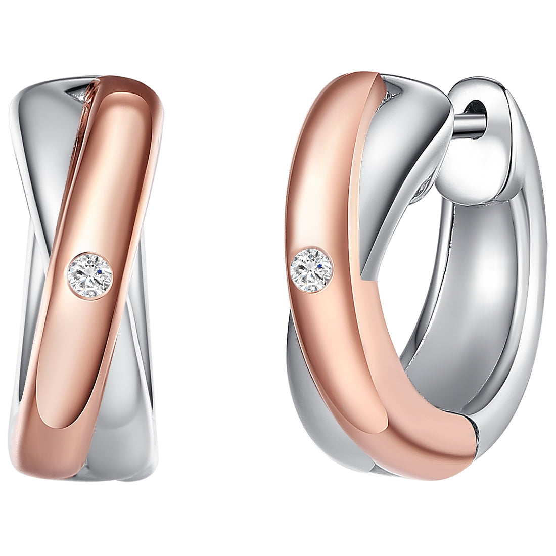 Klappcreolen Sterling Silber bicolor Diamant weiß