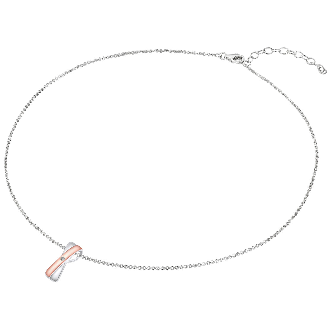 Kette mit Anhänger Sterling Silber bicolor Diamant weiß