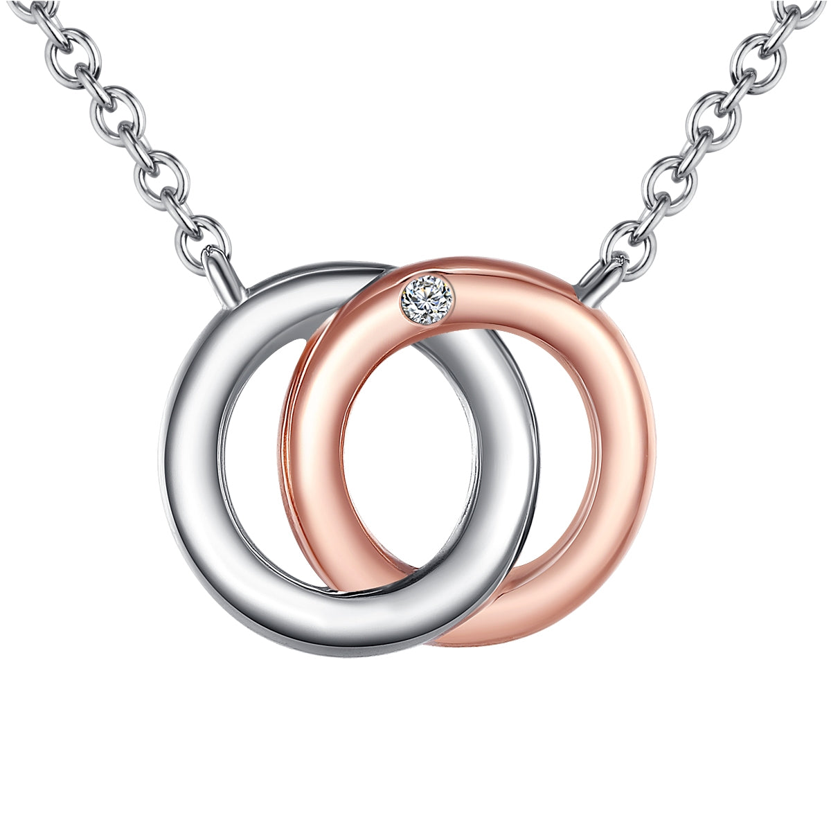 Kette mit Anhänger Sterling Silber bicolor Diamant weiß