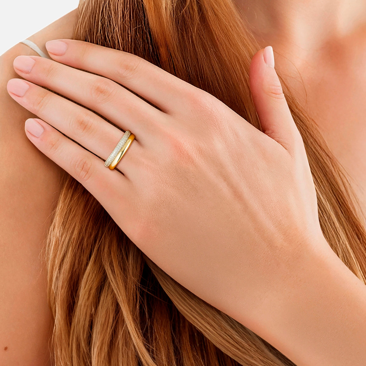 Ring Sterling Silber gelbgold Zirkonia weiß