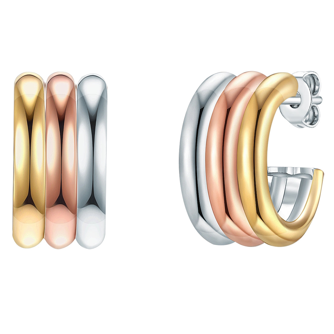 Halbcreolen Sterling Silber tricolor
