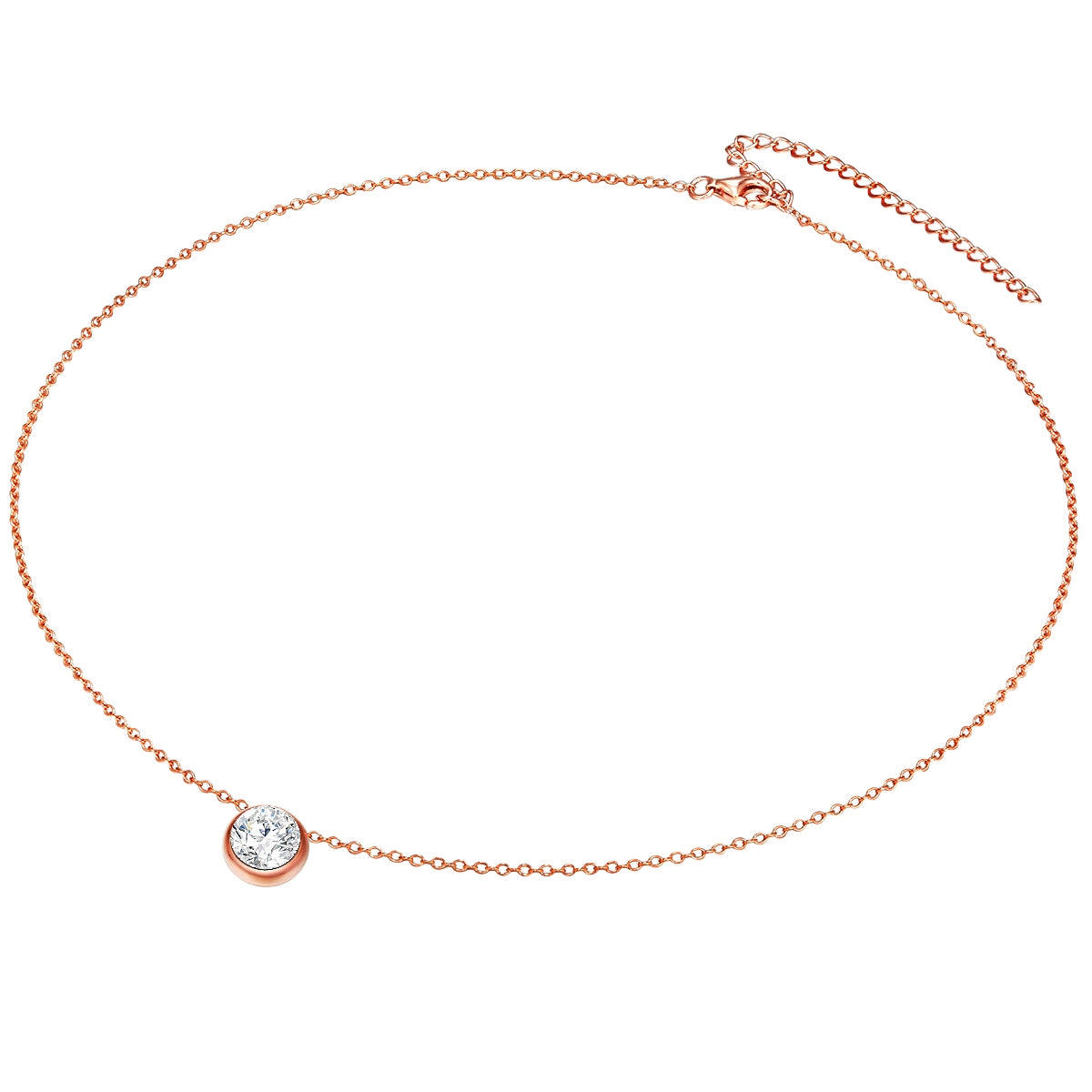 Set (Kette+Ohrstecker) Sterling Silber roségold verziert mit Kristallen von Swarovski® weiß