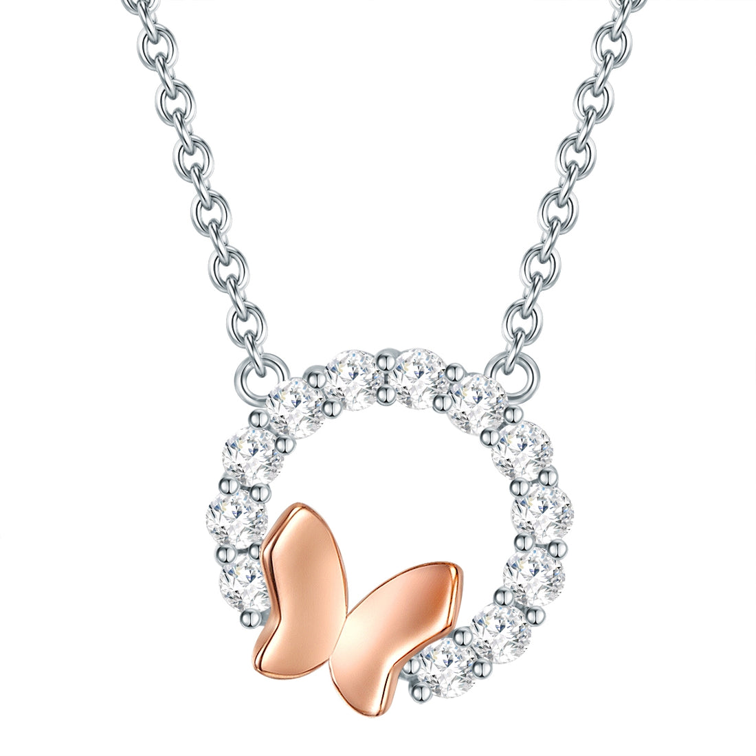 Kette Sterling Silber bicolor Zirkonia weiß
