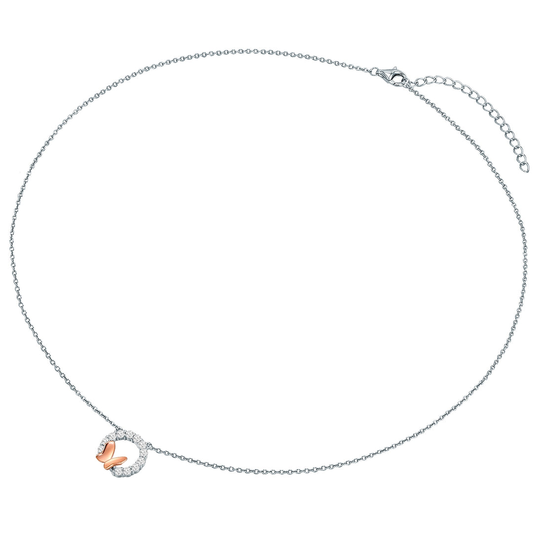 Kette Sterling Silber bicolor Zirkonia weiß