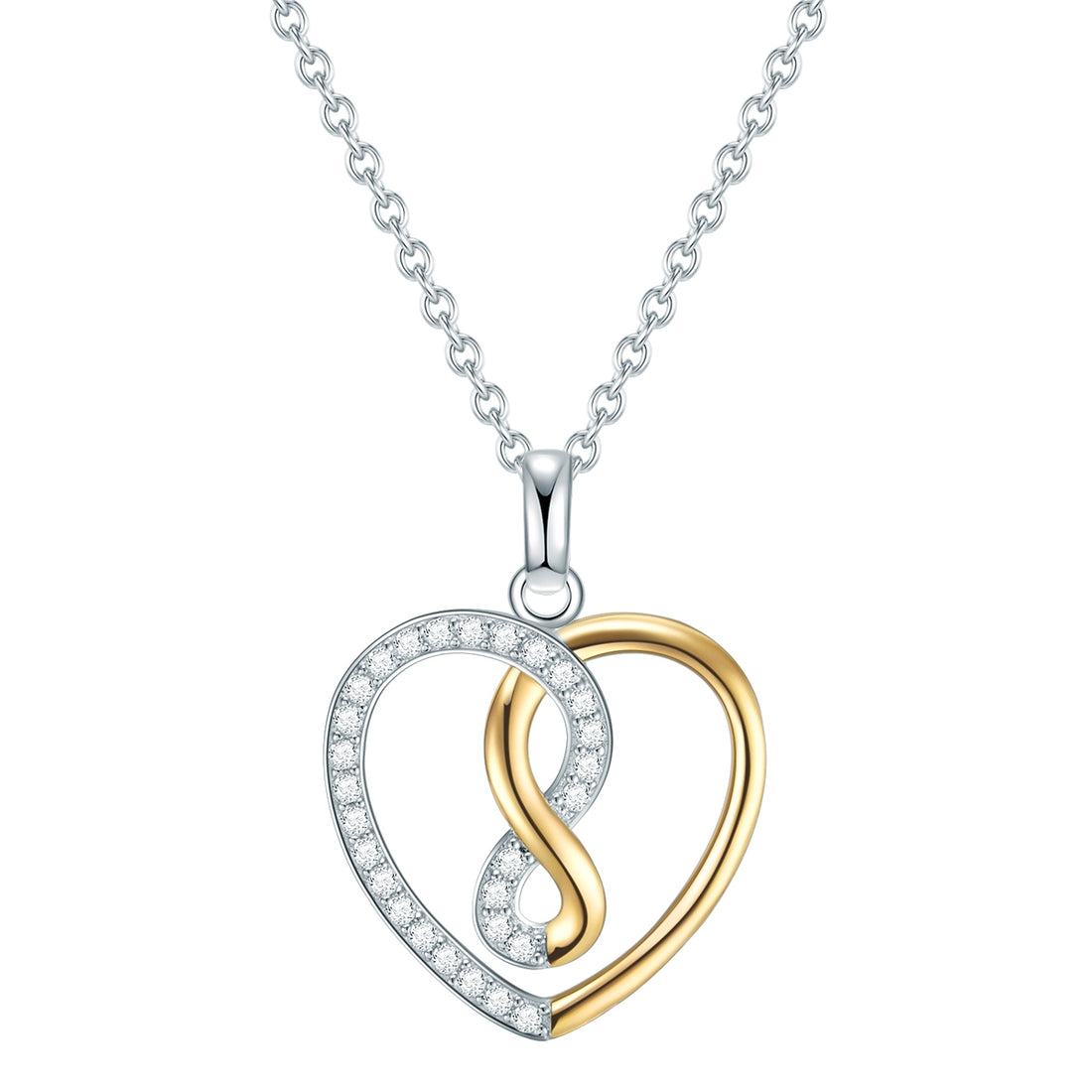 Kette mit Anhänger Sterling Silber bi-Color Zirkonia weiß