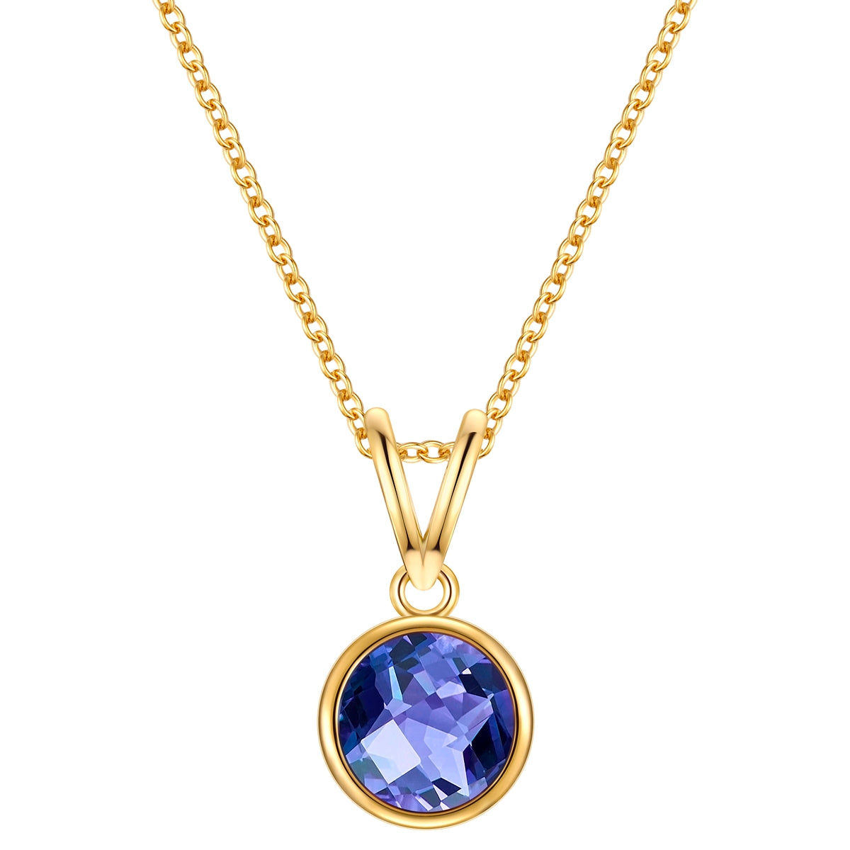 Kette mit Anhänger Sterling Silber gelbgold Zirkonia blau
