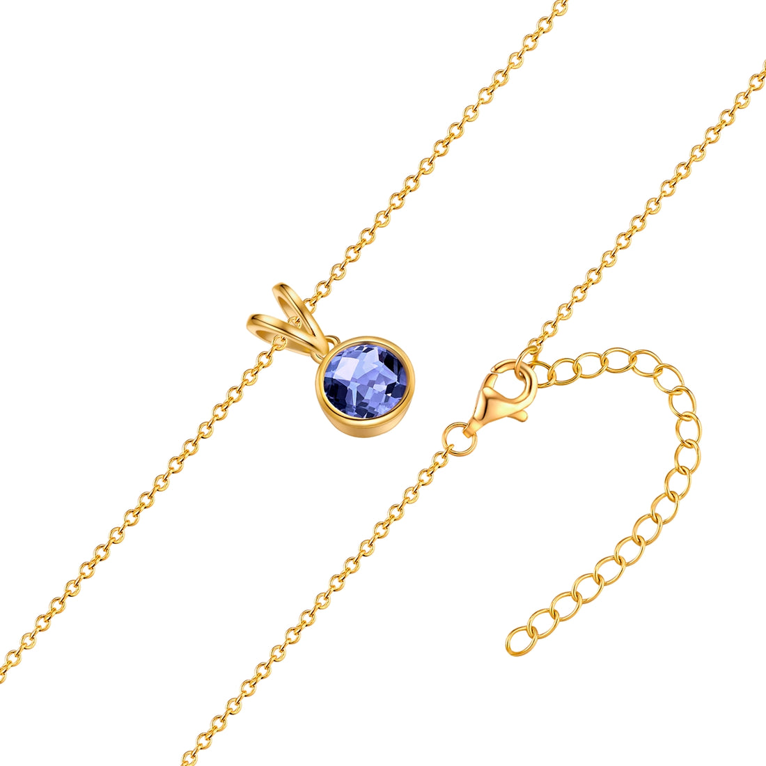 Kette mit Anhänger Sterling Silber gelbgold Zirkonia blau