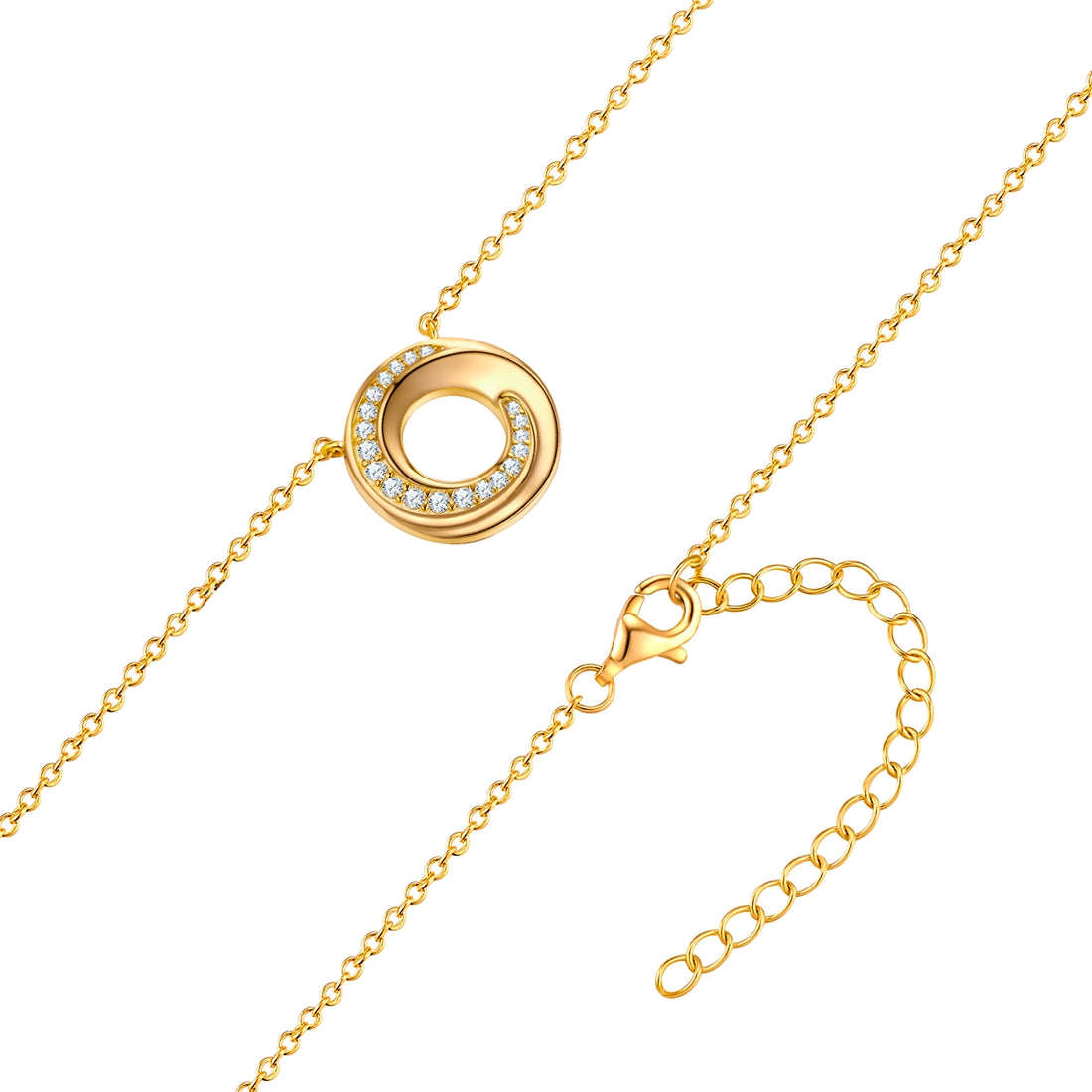 Kette mit Anhänger Sterling Silber gelbgold Zirkonia weiß