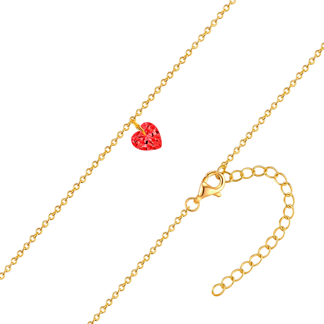 Kette mit Anhänger Sterling Silber gelbgold Zirkonia rot