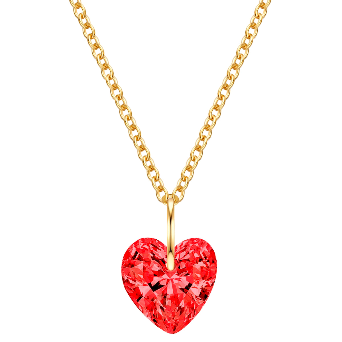 Kette mit Anhänger Sterling Silber gelbgold Zirkonia rot
