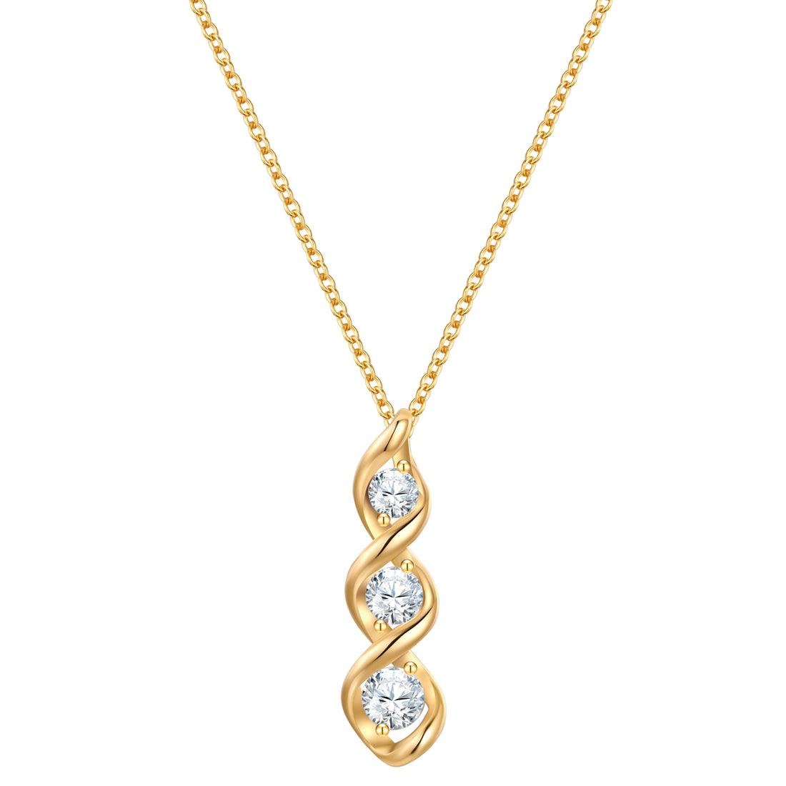Kette mit Anhänger Sterling Silber gelbgold Zirkonia weiß