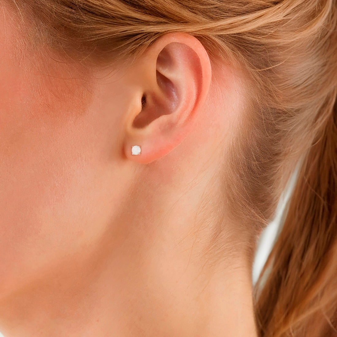Ohrstecker Sterling Silber Opal (synth.) weiß