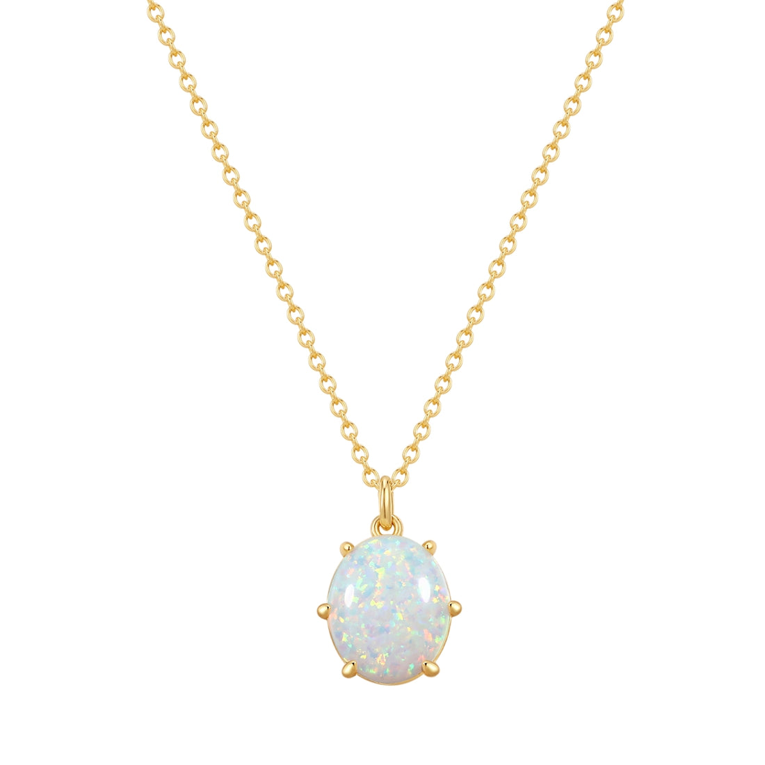 Kette mit Anhänger Sterling Silber gelbgold Opal (synth.) weiß