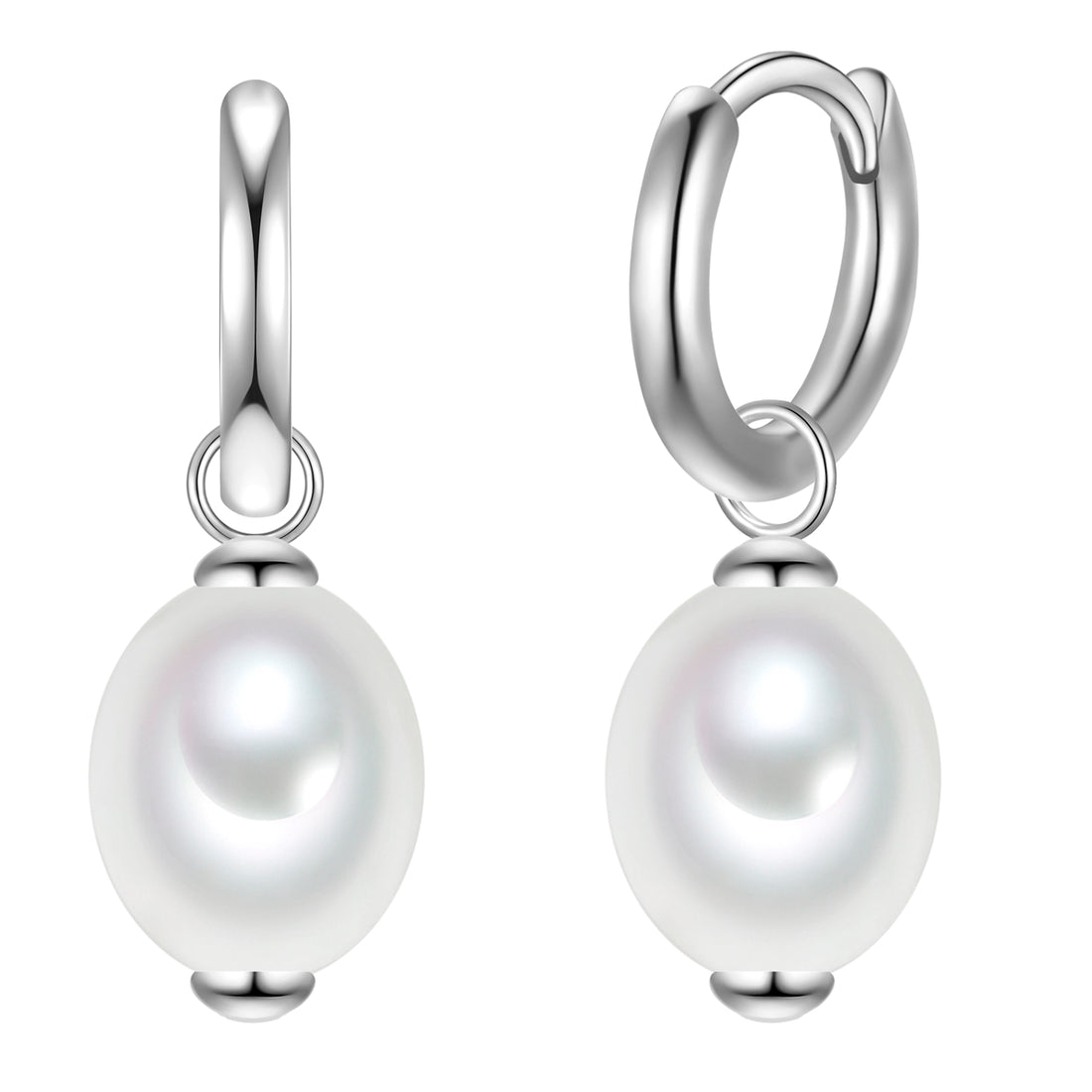 Creolen Sterling Silber Muschelkernperle weiß