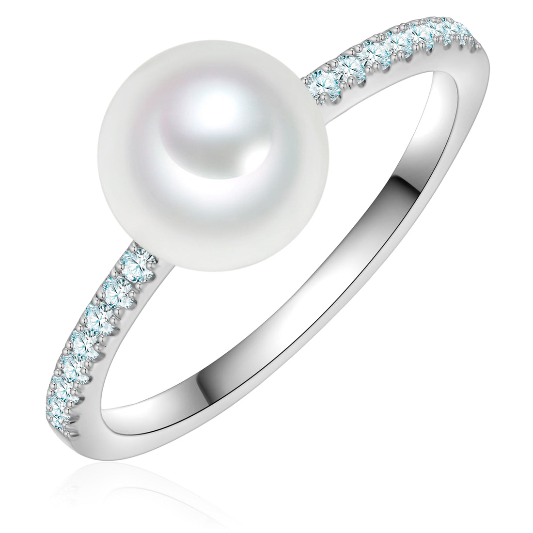 Ring Sterling Silber Muschelkernperle weiß Zirkonia weiß