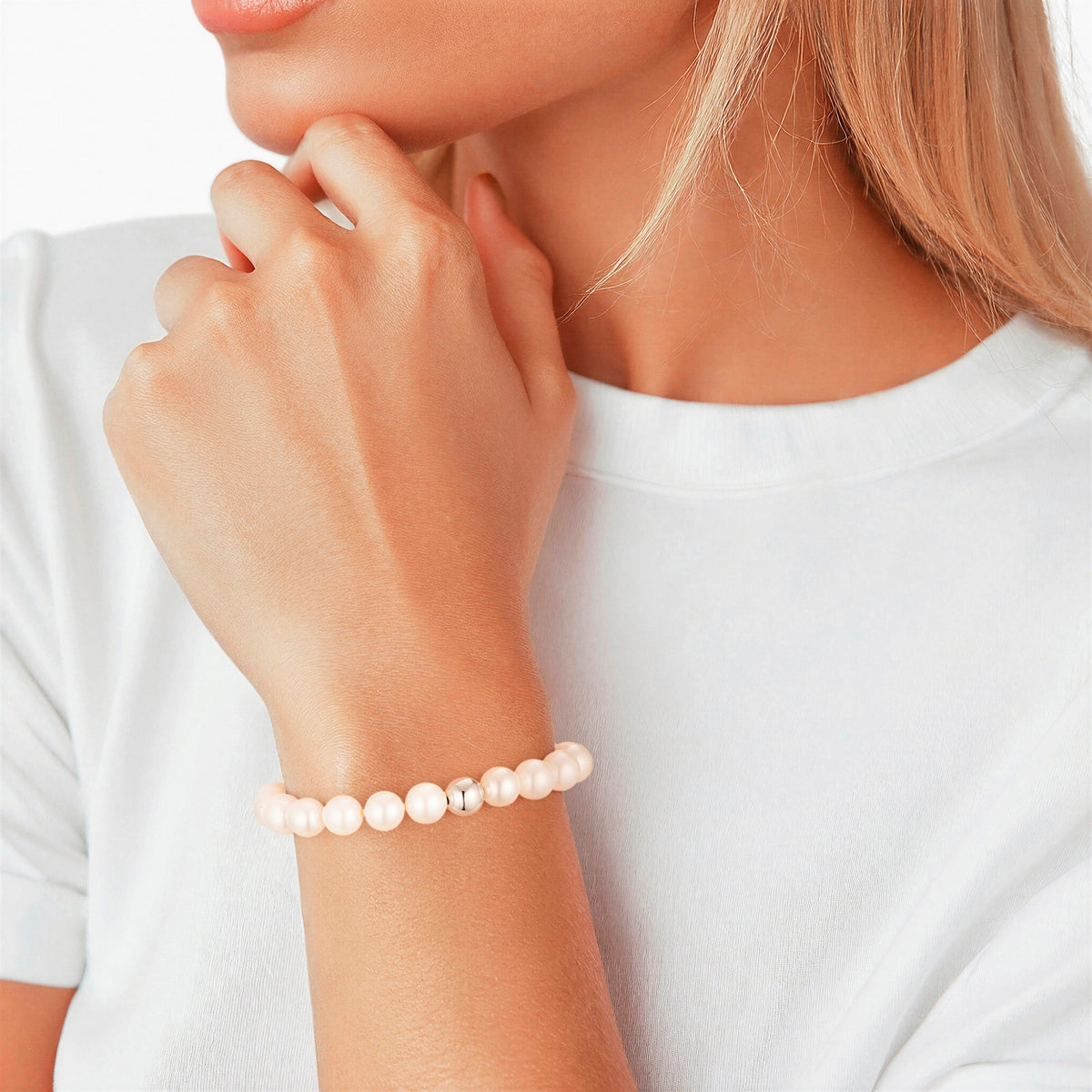 Armband Sterling Silber Muschelkernperle weiß