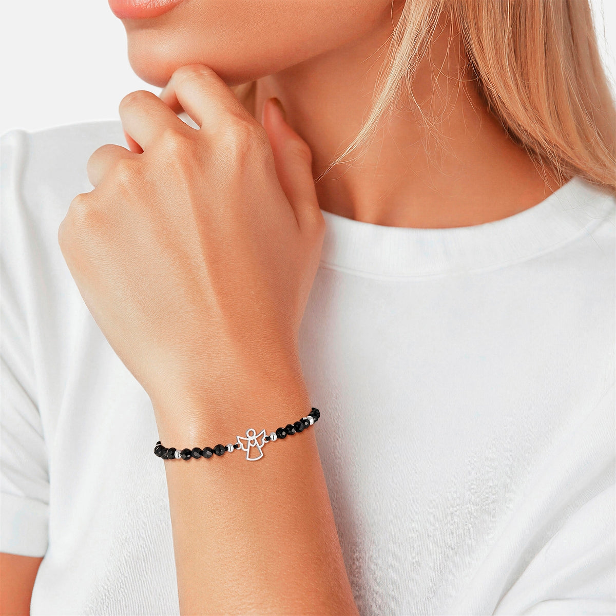 Armband Textil (schwarz) Spinell schwarz