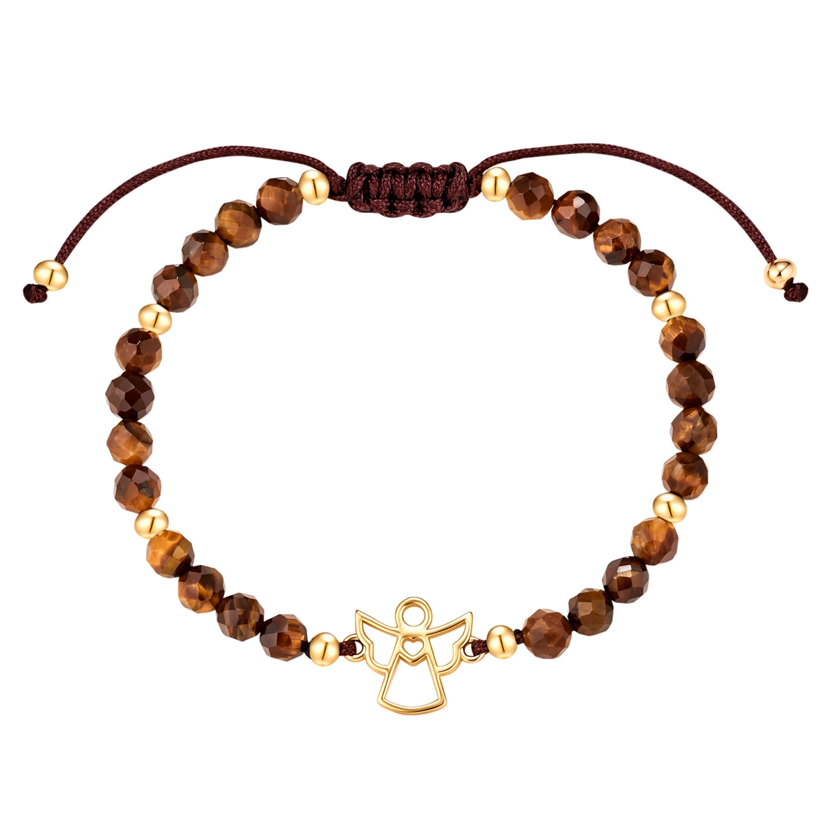 Armband gelbgold Textil (braun) Tigerauge braun
